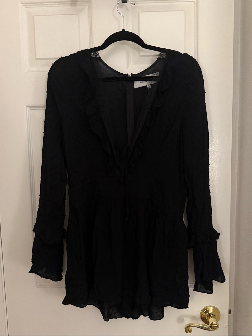 Blue Life Black Long-Sleeve Ruffle Mini romper